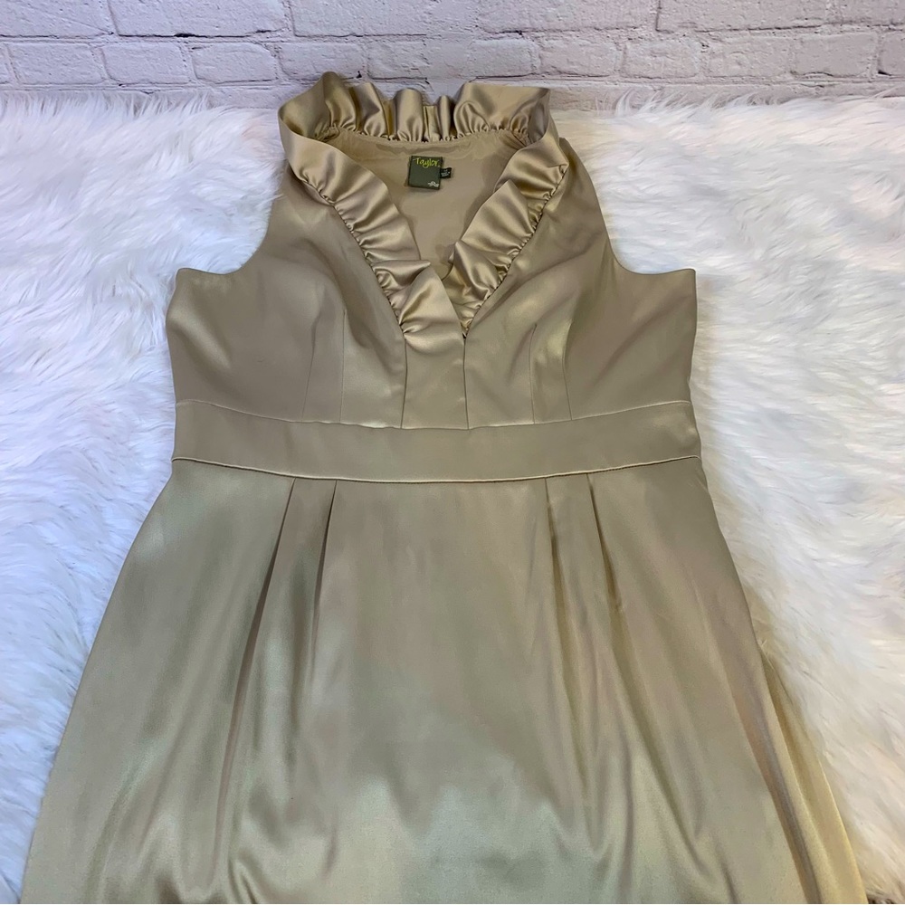 Taylor Gold Shimmer Cocktail Dress - Picture 3 of 10